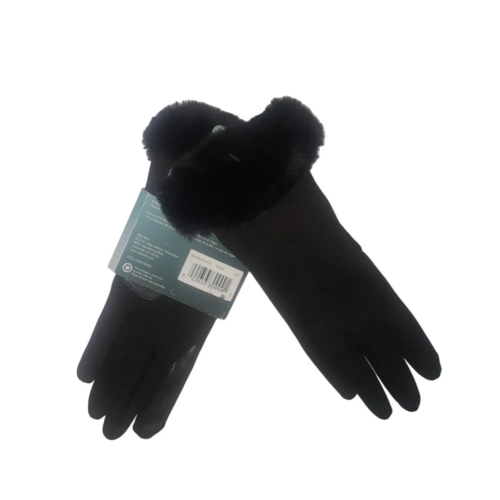 ISOTONER Sensations Black Water Repellant Stretch Gloves NEW